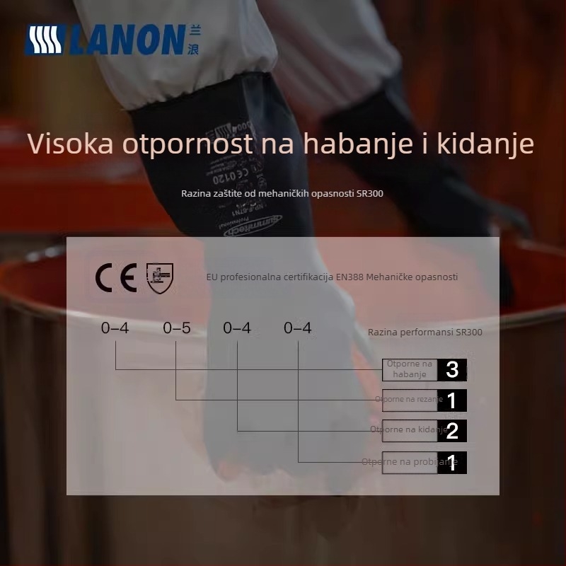 Lanlang SR300 neopren rukavice, kemijski otporne za industrijsku zaštitu od korozije, otporne na kiseline i baze, otporne na habanje, laboratorijske zaštitne rukavice