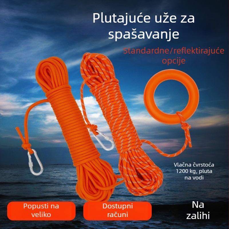 Plutajući konopac za spašavanje na površini vode, reflektirajući, sigurnosni konopac