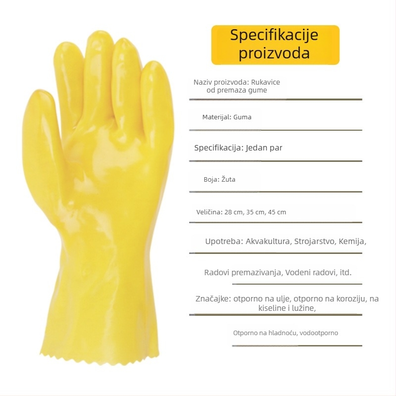 Rukavice od potopljenog plastičnog kaučuka s pamukom, kemijska otpornost, otporne na ulja, kiseline i baze, industrijske radne rukavice