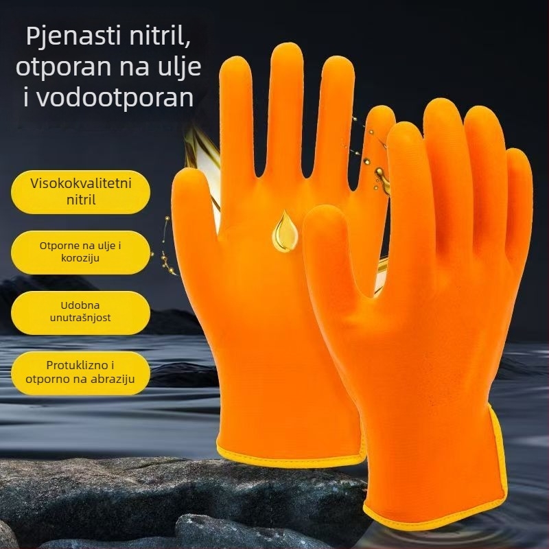 Nitrilne rukavice otporne na ulje i vodu za kemijsku zaštitu – otporne na habanje i proklizavanje, otporne na kiseline i baze, deblje, kemijske rukavice