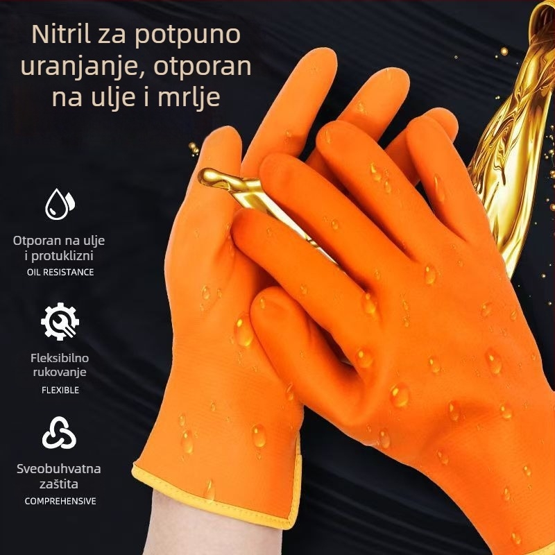 Nitrilne rukavice otporne na ulje i vodu za kemijsku zaštitu – otporne na habanje i proklizavanje, otporne na kiseline i baze, deblje, kemijske rukavice