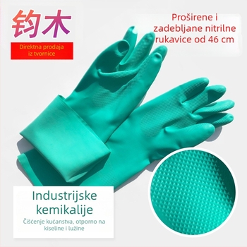46 cm duge zelene nitrilne rukavice otporne na kemikalije, otporne na ulje i kiseline i baze, za kemijsku industriju, bojenje i rukovanje strojevima