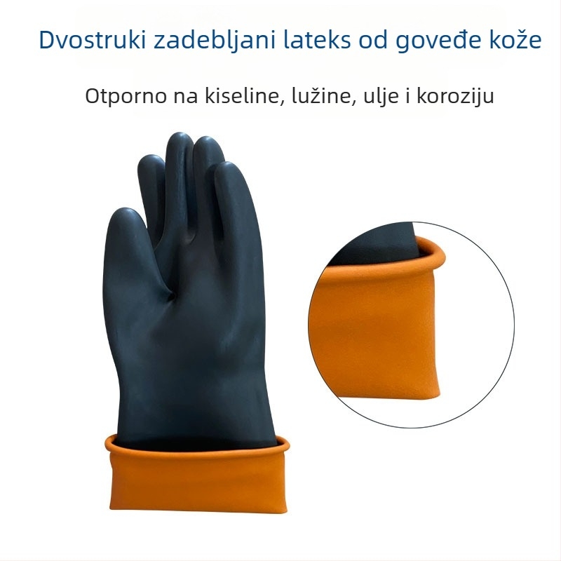 Orioles produžene i ojačane lateks rukavice za industriju otporne na kiseline i lužine, 55 cm; 35 cm kemijski otporne i otporne na koroziju i habanje, 45 cm