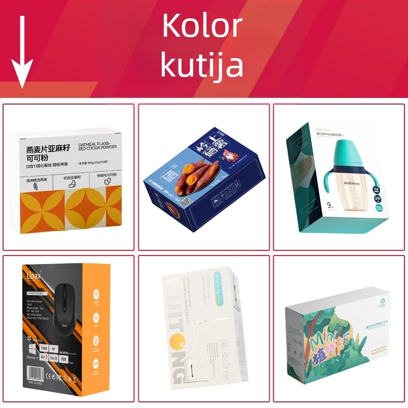 Kutija za pakiranje podatkovnog kabela, 3C digitalna boja kutija, prilagođena kutija s dvostrukim umetkom za miš i slušalice, bijela kartonska kutija, mala serija valovita kutija