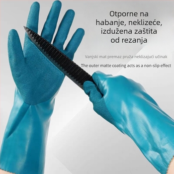 Proširene i debeli vodonepropusni rukavice za vodene uvjete, otporne na kiseline i lužine, otporne na ulje, izdržljive za obradu ribe i plodova mora, s zaštitom od rezanja