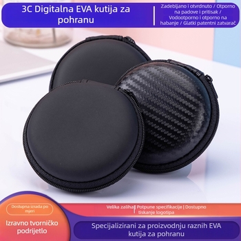 Okrugla EVA torbica za Bluetooth slušalice, organizator kablova, torbica sa zatvaračem za USB flash, ambalaža za 3C digitalne proizvode