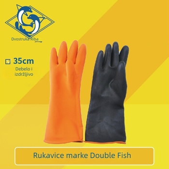 Rukavice Pisces od prirodnog lateksa, deblje za preradu morskih plodova, rukavice otporne na kemikalije, crne, veličina 2XL.