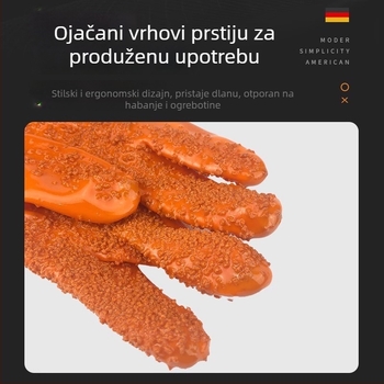 Chengxing 908 Potopljene PVC industrijske rukavice s protukliznim gripom, otporne na ulje, habanje i kiseline i lužine, podstava od pamuk-vate