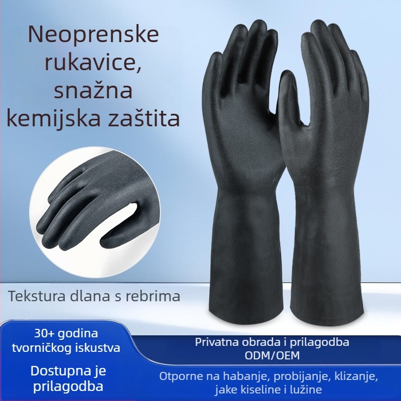Neopren rukavice za industrijsku upotrebu, protuklizne, otporne na habanje, kemijski otporne rukavice za kiseline i baze