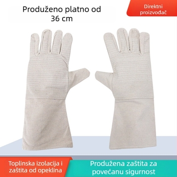Zaštitne platnene rukavice, produljene, dvostruko izolirane, bijela oklopna tkanina, ojačane s 24 vlaknima