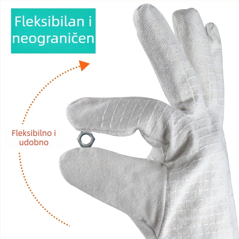 Zaštitne platnene rukavice, produljene, dvostruko izolirane, bijela oklopna tkanina, ojačane s 24 vlaknima