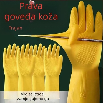 Debele rukavice za pranje posuđa od vodootporne lateks gum, dugi manžet, za kućnu upotrebu, otporne na habanje, za žene