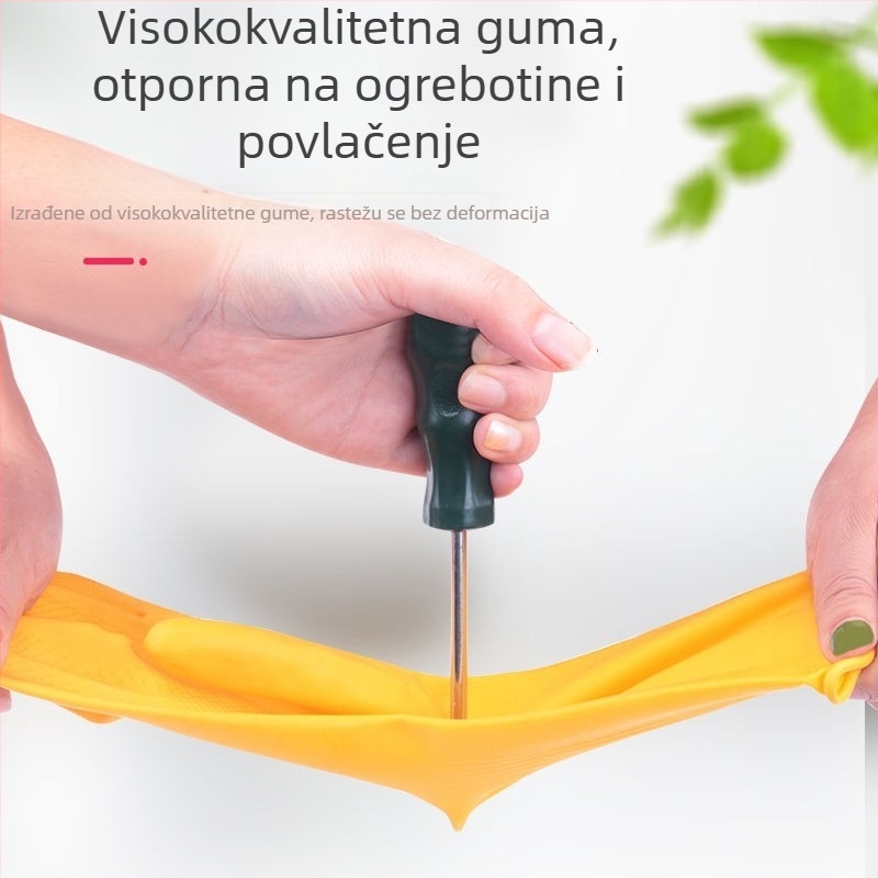Debele rukavice za pranje posuđa od vodootporne lateks gum, dugi manžet, za kućnu upotrebu, otporne na habanje, za žene