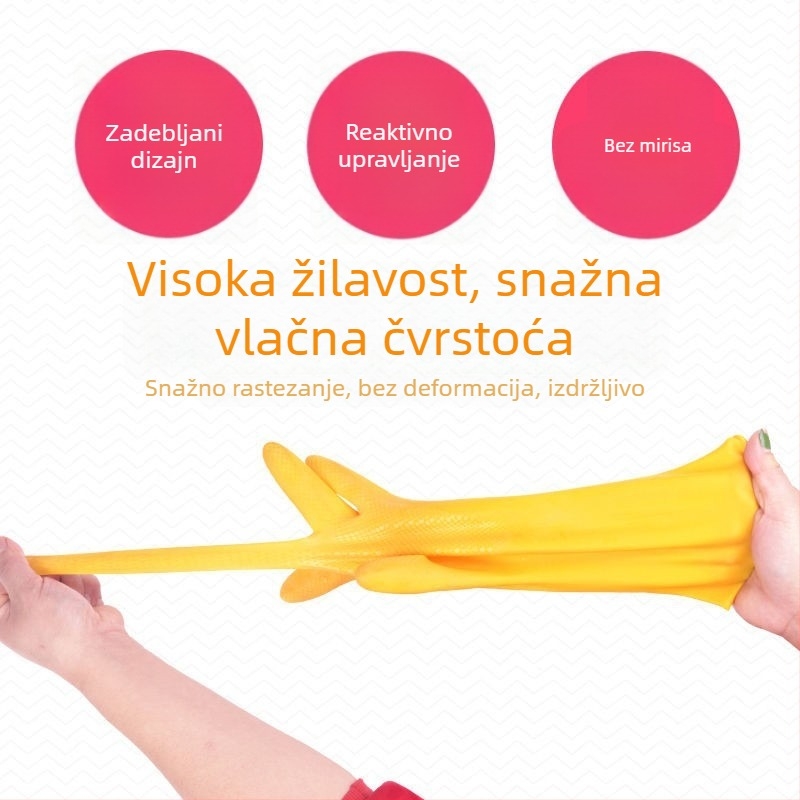 Debele rukavice za pranje posuđa od vodootporne lateks gum, dugi manžet, za kućnu upotrebu, otporne na habanje, za žene
