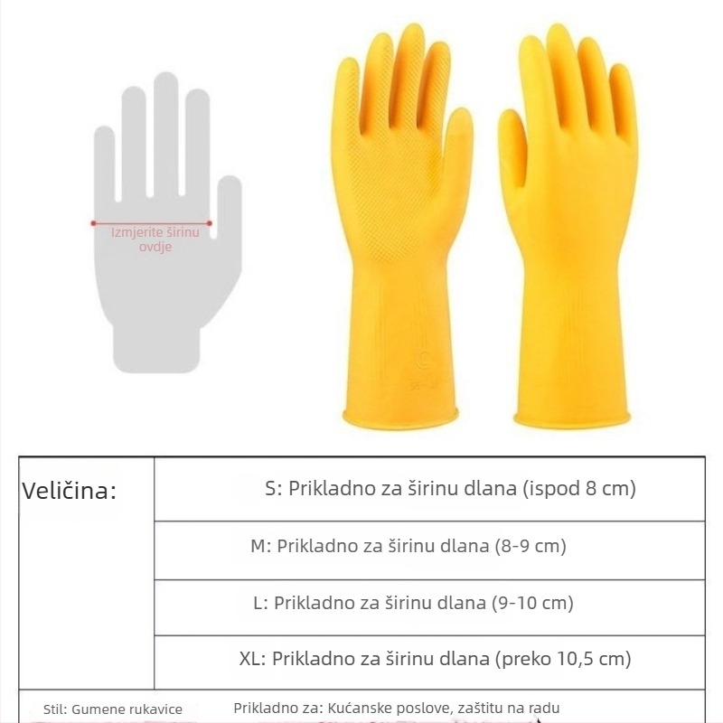 Debele rukavice za pranje posuđa od vodootporne lateks gum, dugi manžet, za kućnu upotrebu, otporne na habanje, za žene