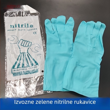 CE-certificirane nitrilne industrijske rukavice, otporne na koroziju, vodonepropusne, otporne na ulja, s mat završnom obradom, otporne na kiseline i lužine, zelene
