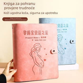 Kožni A4 folder za trudnoću za pohranu pregleda, ultrazvuka i liječničkih izvješća