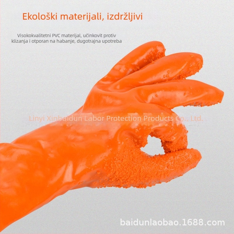 Spring Bud 868 Protuhlazne uronjene plastične rukavice, otporne na ulje i kemikalije, PVC čestice s pamuk podstavom, za ribolov i vodne poslove