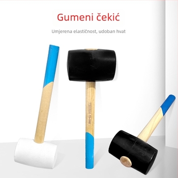 Gumeni čekić s drvenom drškom za ugradnju keramičkih pločica i podnih pločica