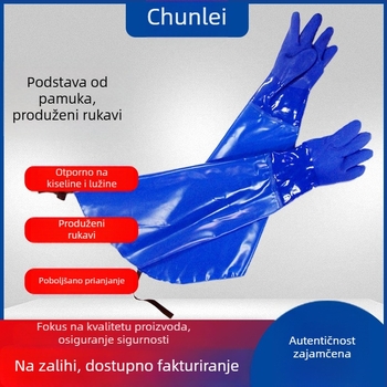 Chunlei 906-80 produžene zaštitne rukavice s ukošenim otvorom, otporne na ulje, kiseline i lužine, za industrijsku uporabu