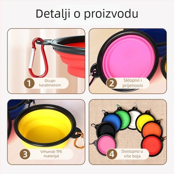 TPE sklopiva posuda za pse za putovanja i boravak na otvorenom, prenosna posuda za vodu, izvlačna