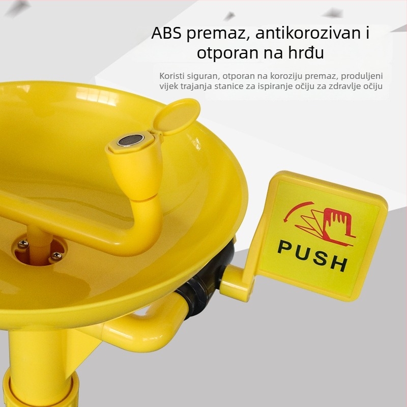 ABS plastična stanica za pranje očiju, uspravna podna montaža, kombinirani hitni tuš