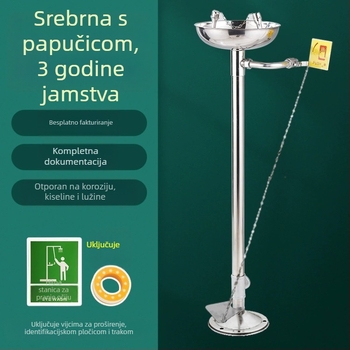 Vertikalni sustav za ispiranje očiju od 304 nehrđajućeg čelika s ABS premazom i pedalom za laboratorijsku i industrijsku uporabu