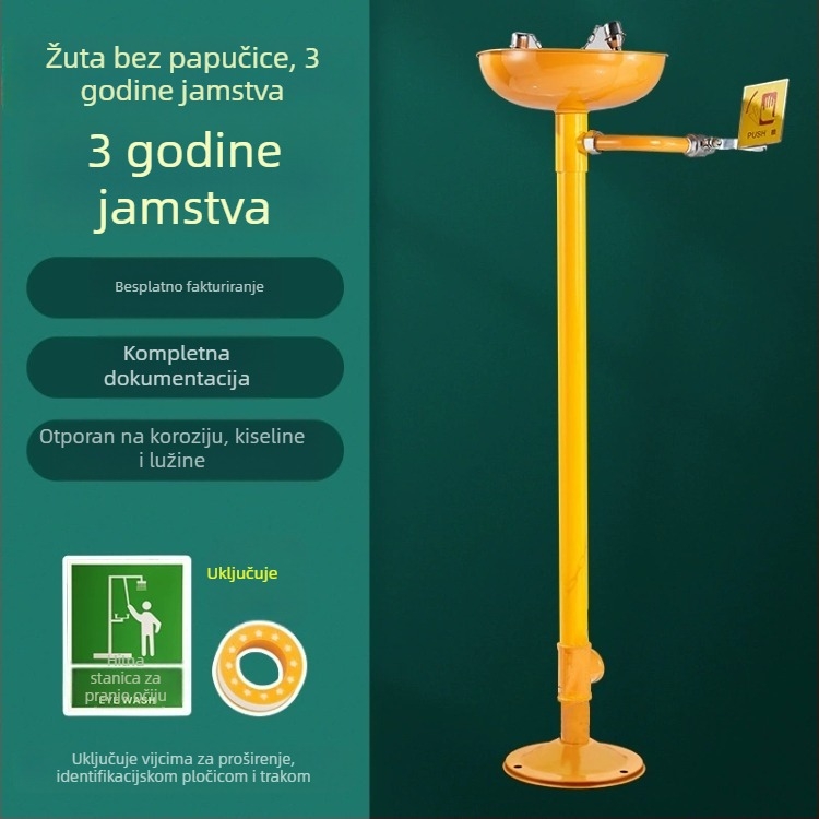 Vertikalni sustav za ispiranje očiju od 304 nehrđajućeg čelika s ABS premazom i pedalom za laboratorijsku i industrijsku uporabu