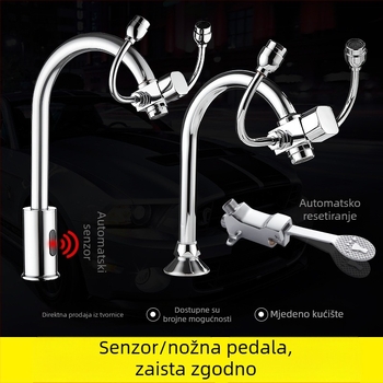 Laboratorijski pedalni tuš za oči, s indukcijom i hitnim ispranjem, elektroplating tuš za oči, boje: bakrena, bijela, žuta
