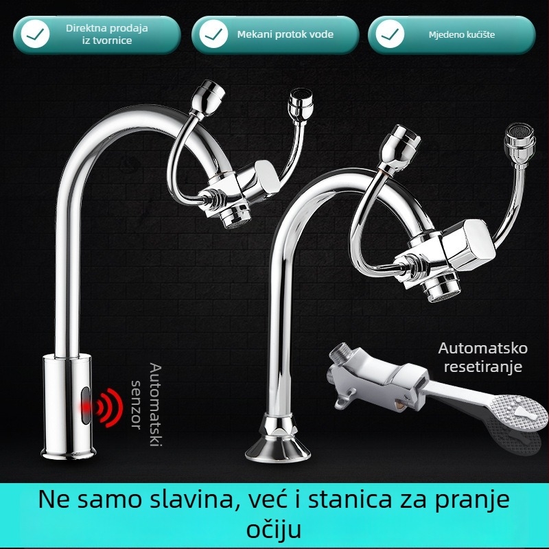 Laboratorijski pedalni tuš za oči, s indukcijom i hitnim ispranjem, elektroplating tuš za oči, boje: bakrena, bijela, žuta