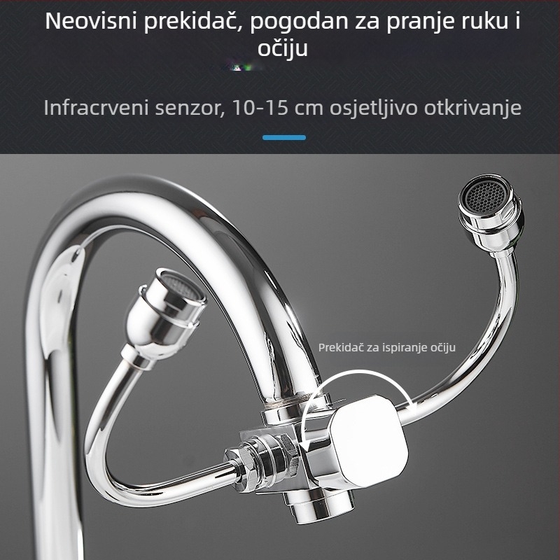 Laboratorijski pedalni tuš za oči, s indukcijom i hitnim ispranjem, elektroplating tuš za oči, boje: bakrena, bijela, žuta