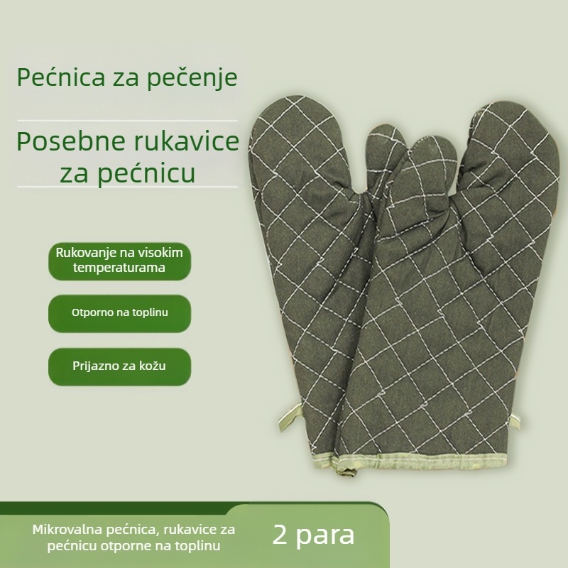 Zeleni pamučni rukavici za kuhinju s toplinskom izolacijom i mrežastim uzorkom, velika veličina, otporne na visoke temperature