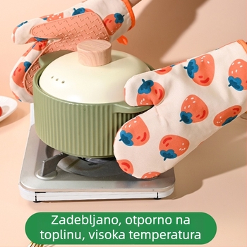 Leton silikonske izolacijske rukavice s pamukom podstavom za kuhinju i pećnicu, otporne na visoke temperature