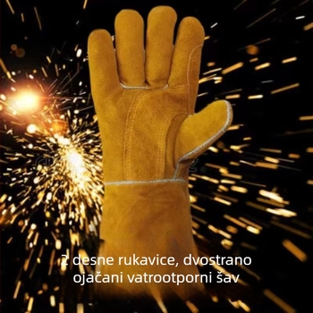 Duge rukavice za zavarivanje od teleće kože, s protukliznom površinom, otporne na habanje, toplinska izolacija, za elektro-zavarivanje i mehanički rad