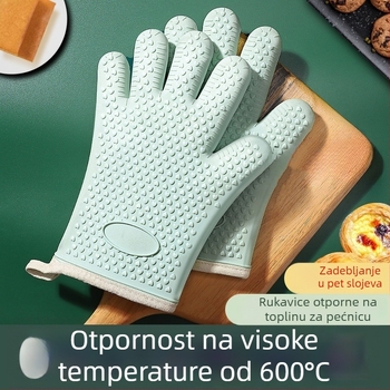 Silikonske kuhinjske rukavice za pećnicu, otporne na visoke temperature, protuklizne, za pečenje i mikrovalnu