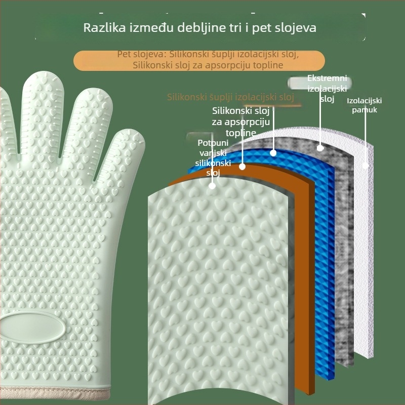 Silikonske kuhinjske rukavice za pećnicu, otporne na visoke temperature, protuklizne, za pečenje i mikrovalnu