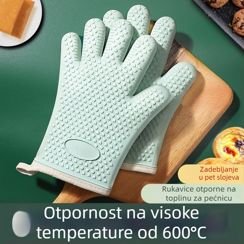 Silikonske kuhinjske rukavice za pećnicu, otporne na visoke temperature, protuklizne, za pečenje i mikrovalnu