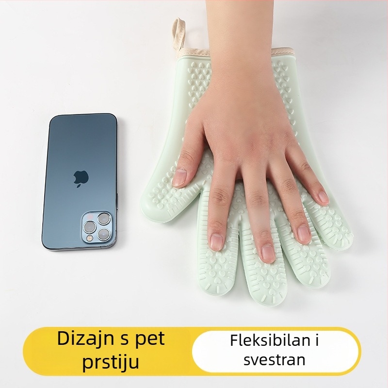 Silikonske kuhinjske rukavice za pećnicu, otporne na visoke temperature, protuklizne, za pečenje i mikrovalnu