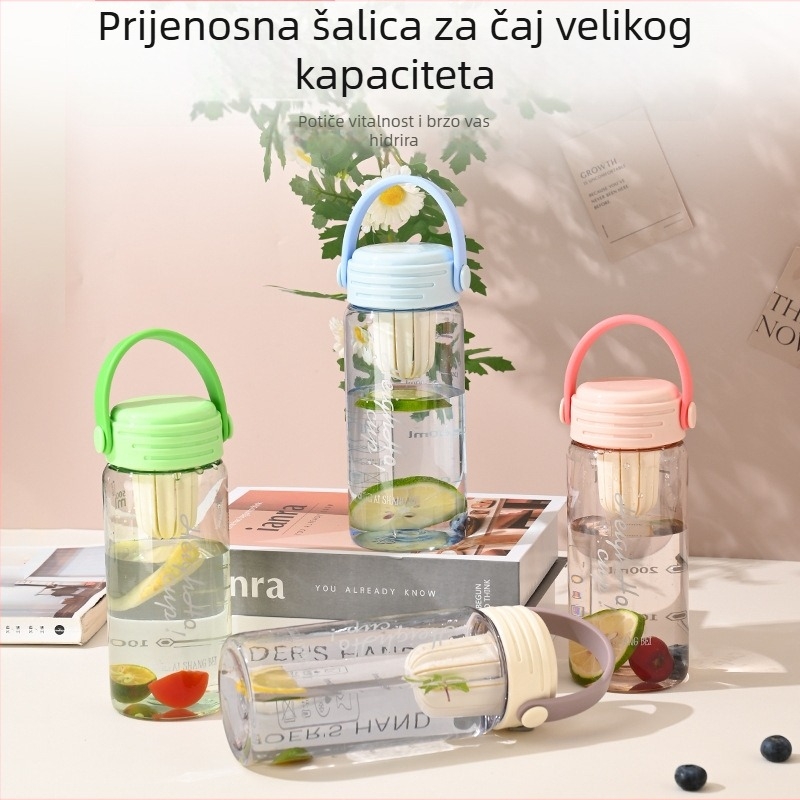 Ljetna boca za vodu s čajnim infuzorom – prijenosna sportska čaša za vruće ili hladne napitke, cvjetni višebojni dizajn