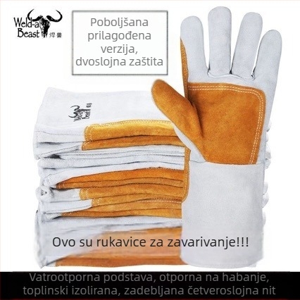 Kožne rukavice za zavarivanje od teleće kože, otporne na habanje, toplinski izolirane, zaštita visokih temperatura za zavarivače
