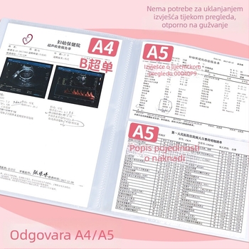 A4 fascikl za prenatalne preglede, zabilješke i ultrazvučne zapise trudnoće, prijenosni folder