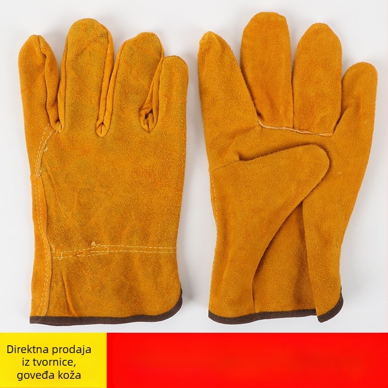 Rukavice za zavarivanje od dvostruke kože goveda, kratke, potpuno kožne, otporne na habanje, protuklizne, toploizolirane