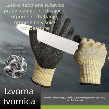 Rukavice otporne na rezanje s toplinskom otpornošću do 200°C, razina 5, od aramida i najlona, za mehaničke uređaje, logistiku, gradilište, biciklizam i penjanje
