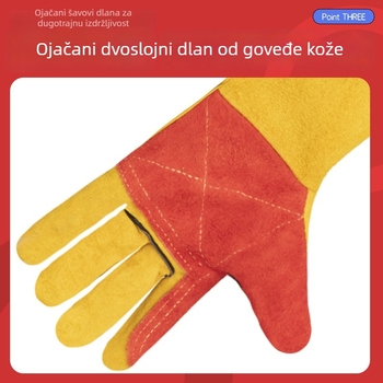 60 cm produžene kožne rukavice za zavarivanje, potpuno kožne, otporne na habanje, zaštita od opeklina i prskanja pri zavarivanju