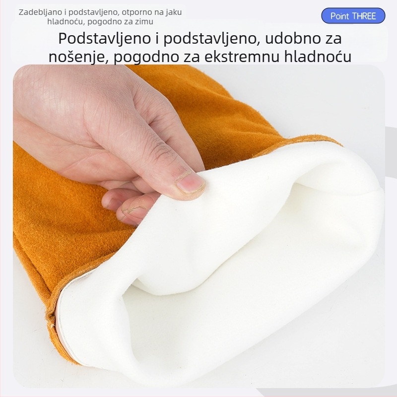 60 cm produžene kožne rukavice za zavarivanje, potpuno kožne, otporne na habanje, zaštita od opeklina i prskanja pri zavarivanju