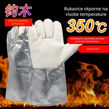 Rukavice otporne na visoke temperature do 350°C, od aramida s aluminijskom folijom, industrijska toplinska izolacija