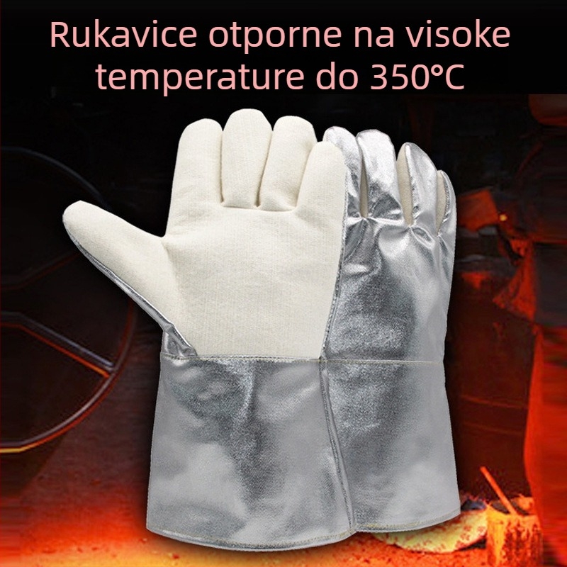 Rukavice otporne na visoke temperature do 350°C, od aramida s aluminijskom folijom, industrijska toplinska izolacija
