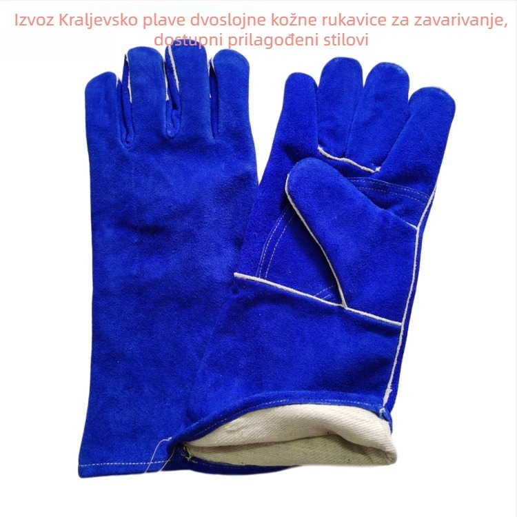 Kraljevsko plave dvostruke kožne rukavice za zavarivanje sa ojačanim dizajnom tigrovih usta