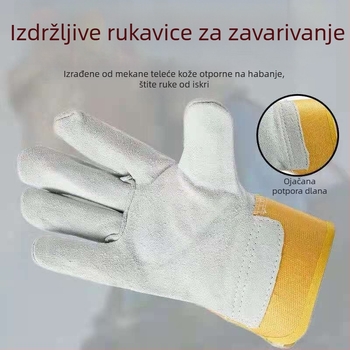 Kratke rukavice za zavarivanje od teleće kože, potpuno kožne, otporne na trošenje, protuklizne, otporne na visoke temperature, za električno zavarivanje