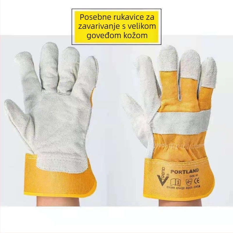 Kratke rukavice za zavarivanje od teleće kože, potpuno kožne, otporne na trošenje, protuklizne, otporne na visoke temperature, za električno zavarivanje